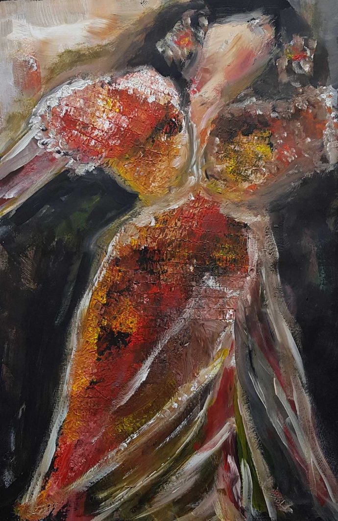 Acryl Schilderij Willy Valcke, Spaanse Danseres