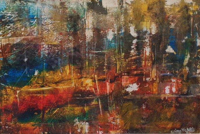 willy valcke acryl schilderij op papier