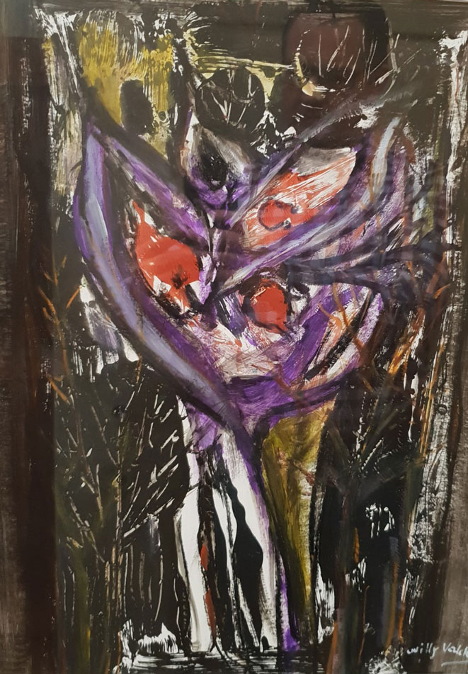 Willy Valcke schilderij acryl op papier