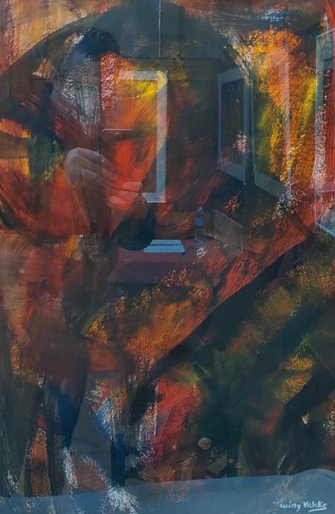 Schilderij Willy Valcke Acryl op papier